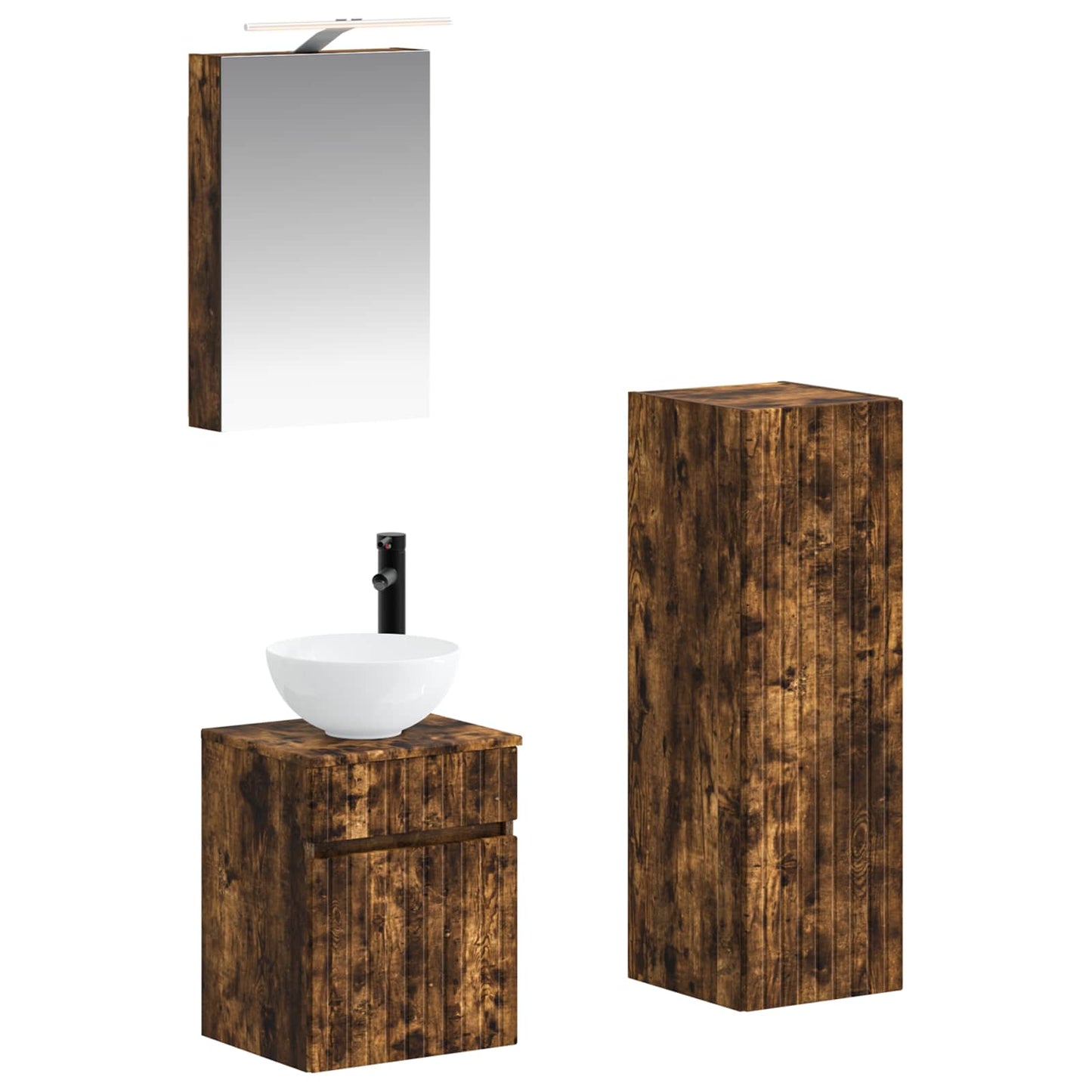 Bathroom Furniture Set 4 pcs Smoked Oak