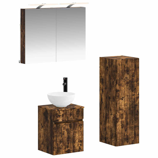 Bathroom Furniture Set 4 pcs Smoked Oak