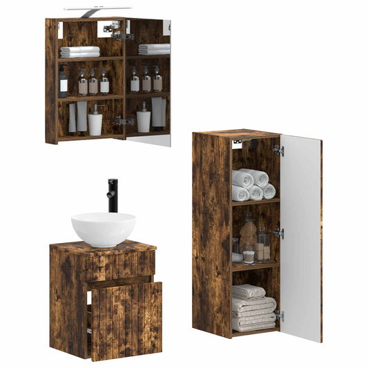 Bathroom Furniture Set 4 pcs Smoked Oak