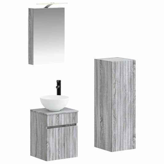 Bathroom Furniture Set 4 pcs Grey Sonoma