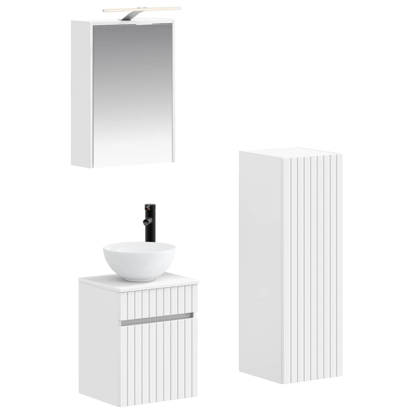 Bathroom Furniture Set 4 pcs White Engineered Wood and Glass
