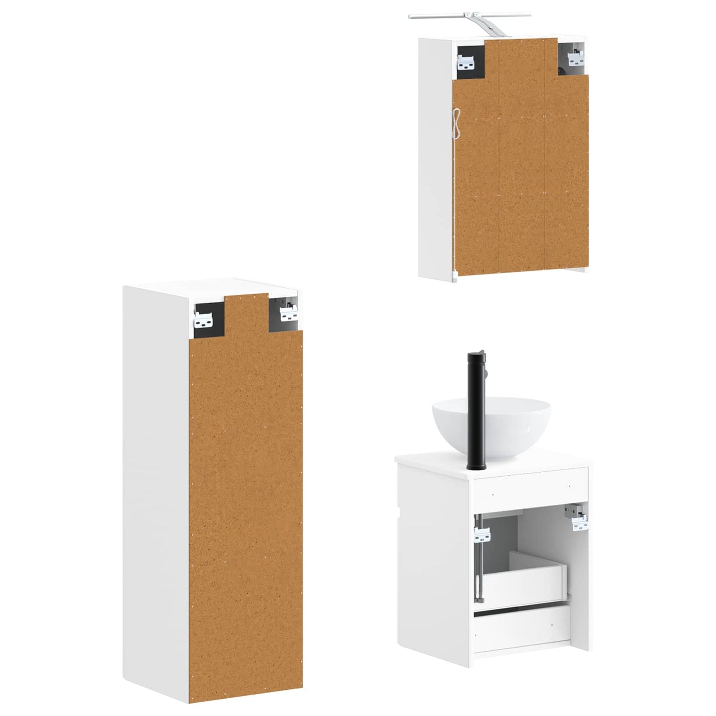 Bathroom Furniture Set 4 pcs White Engineered Wood and Glass