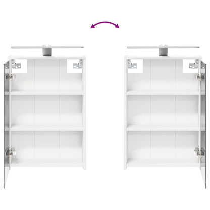 Bathroom Furniture Set 4 pcs White Engineered Wood and Glass