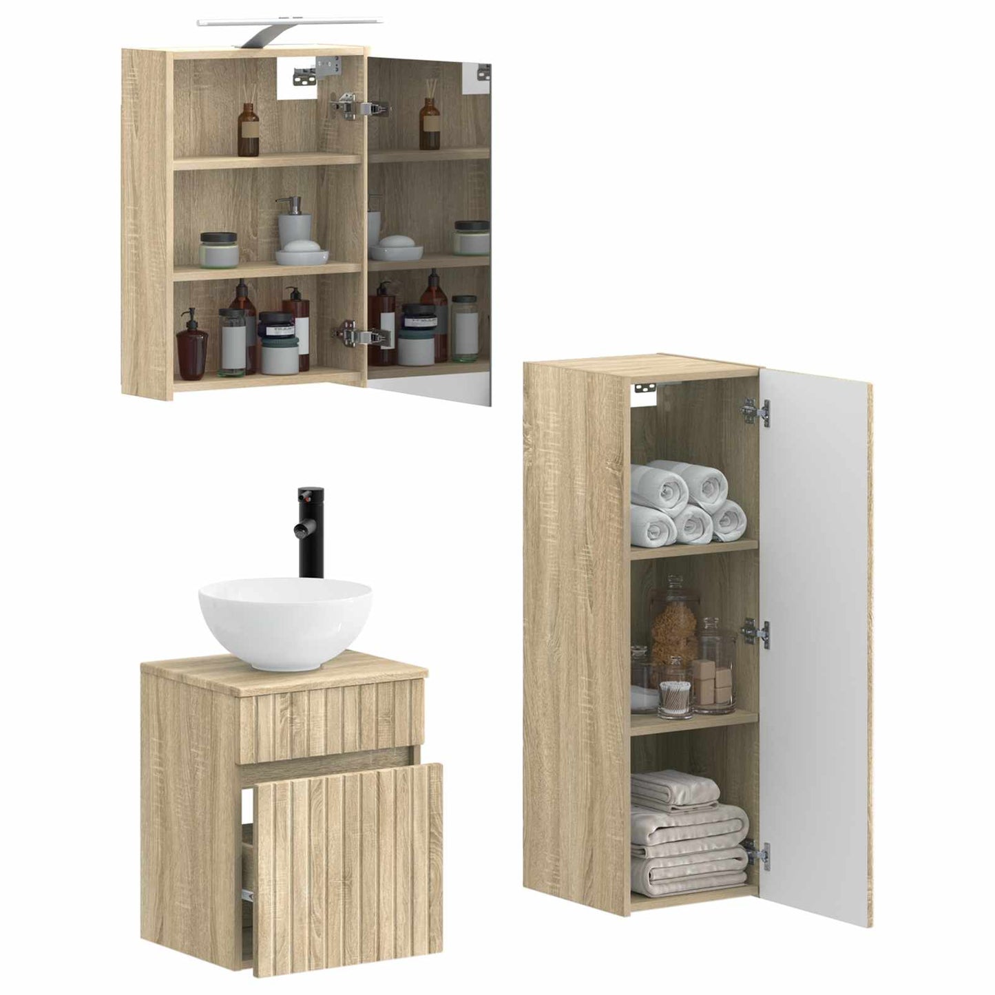Bathroom Furniture Set 4 pcs Sonoma Oak