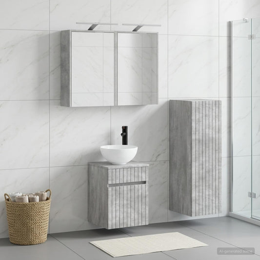 Bathroom Furniture Set 4 pcs Concrete Grey