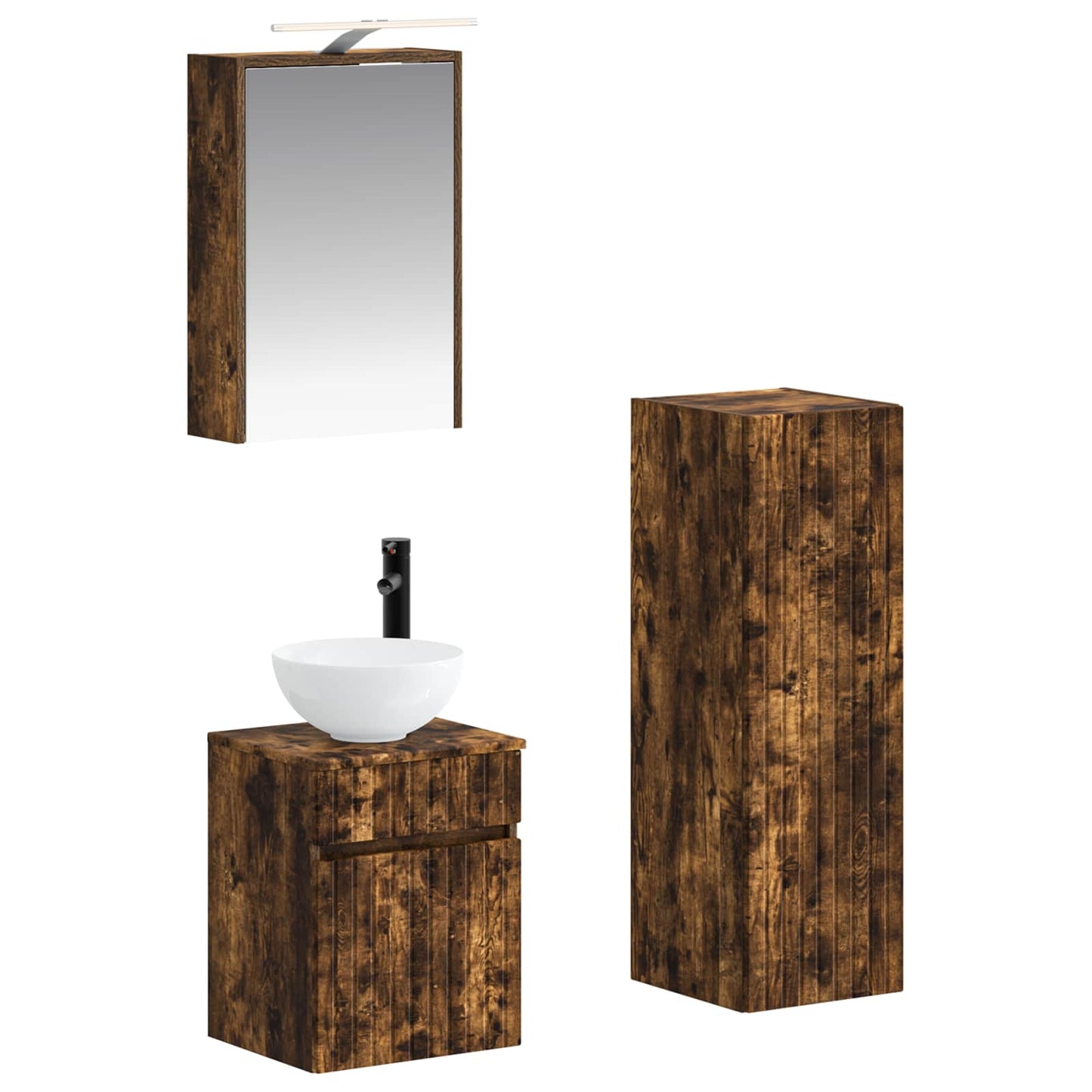 Bathroom Furniture Set 4 pcs Smoked Oak