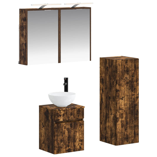 Bathroom Furniture Set 4 pcs Smoked Oak