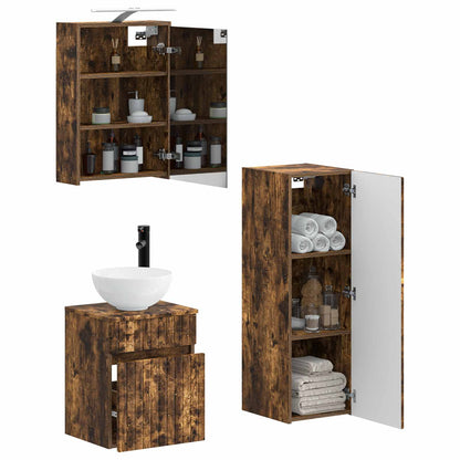 Bathroom Furniture Set 4 pcs Smoked Oak