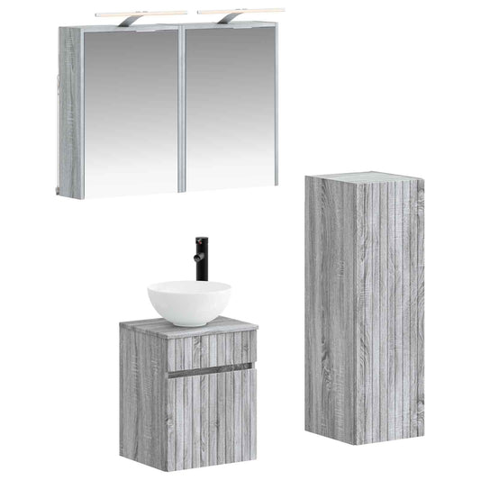 Bathroom Furniture Set 4 pcs Grey Sonoma