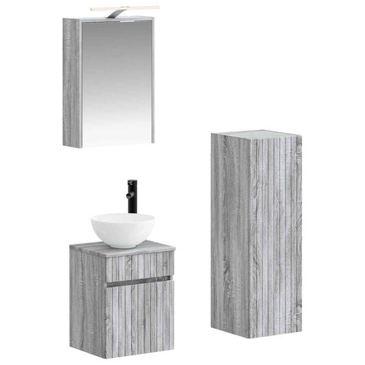 Bathroom Furniture Set 4 pcs Grey Sonoma