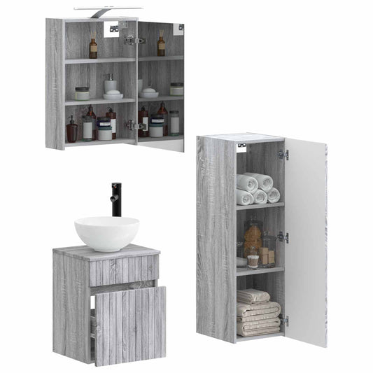 Bathroom Furniture Set 4 pcs Grey Sonoma