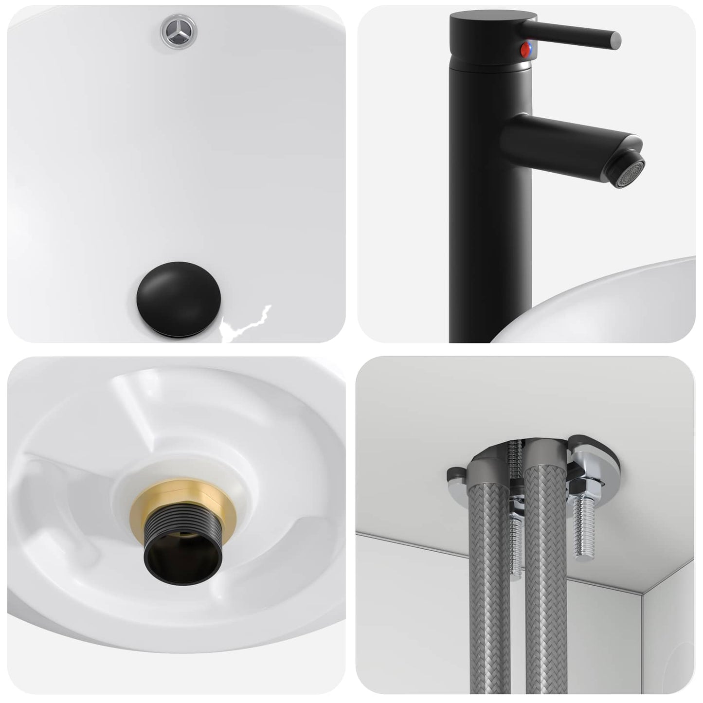 Bathroom Furniture Set 4 pcs White Engineered Wood and Glass