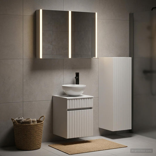 Bathroom Furniture Set 4 pcs White Engineered Wood and Glass