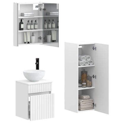 Bathroom Furniture Set 4 pcs White Engineered Wood and Glass