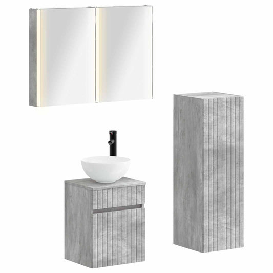 Bathroom Furniture Set 4 pcs Concrete Grey