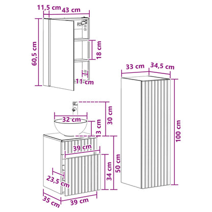 Bathroom Furniture Set 4 pcs Concrete Grey