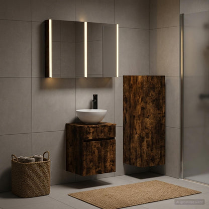 Bathroom Furniture Set 4 pcs Smoked Oak