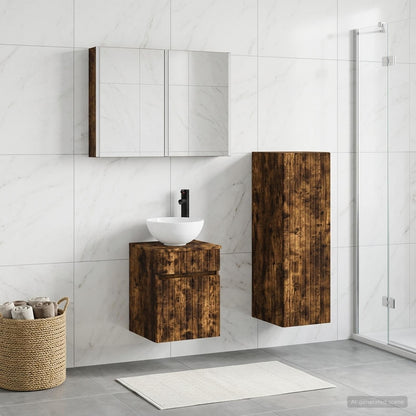 Bathroom Furniture Set 4 pcs Smoked Oak