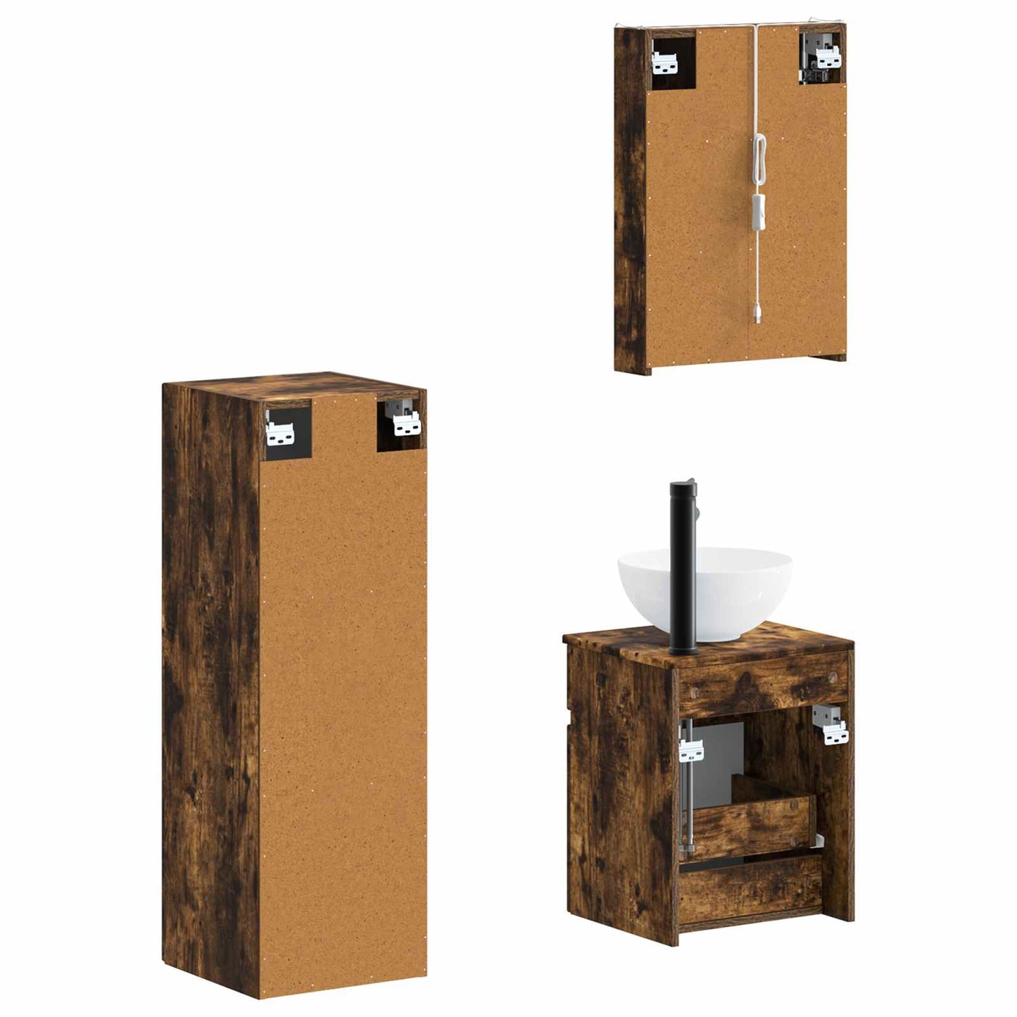 Bathroom Furniture Set 4 pcs Smoked Oak