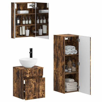 Bathroom Furniture Set 4 pcs Smoked Oak
