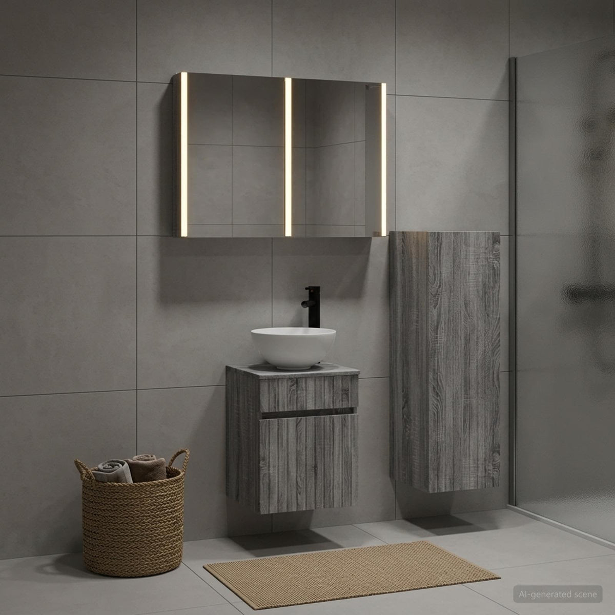 Bathroom Furniture Set 4 pcs Grey Sonoma