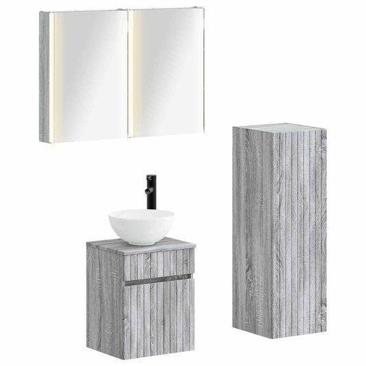 Bathroom Furniture Set 4 pcs Grey Sonoma
