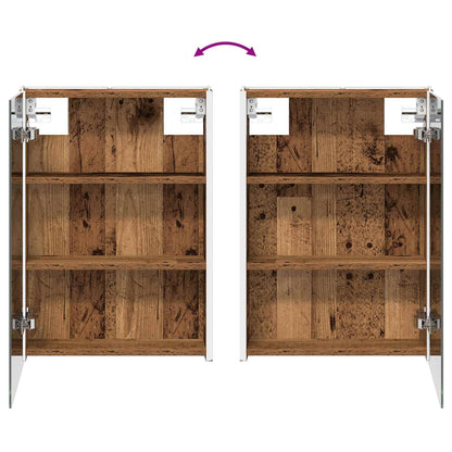 Bathroom Furniture Set 4 pcs Old Wood Engineered Wood and Glass