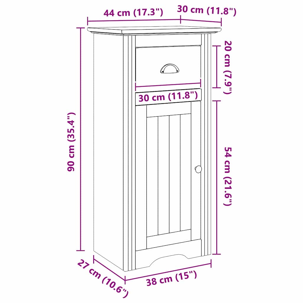 Bathroom Cabinet with Drawer BODO Honey Brown 44 x 30 x 90 cm