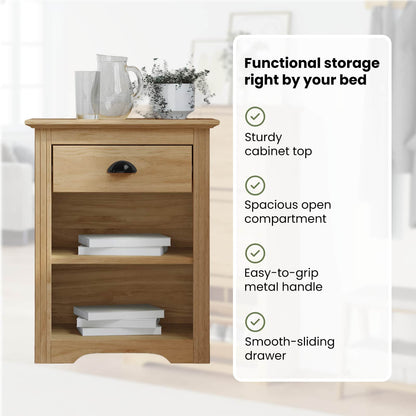 Bedside Cabinet with Drawer BODO Honey Brown 53 x 38.5 x 67 cm
