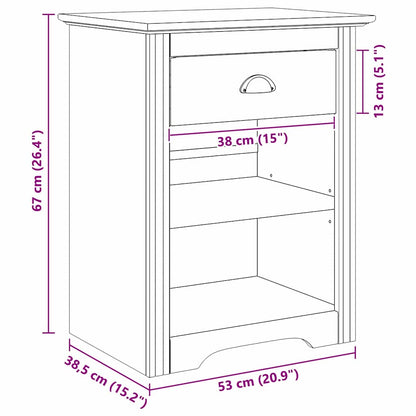 Bedside Cabinet with Drawer BODO Honey Brown 53 x 38.5 x 67 cm