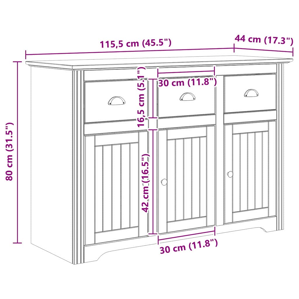 Sideboard BODO Honey Brown 115.5 x 44 x 80 cm Engineered Wood