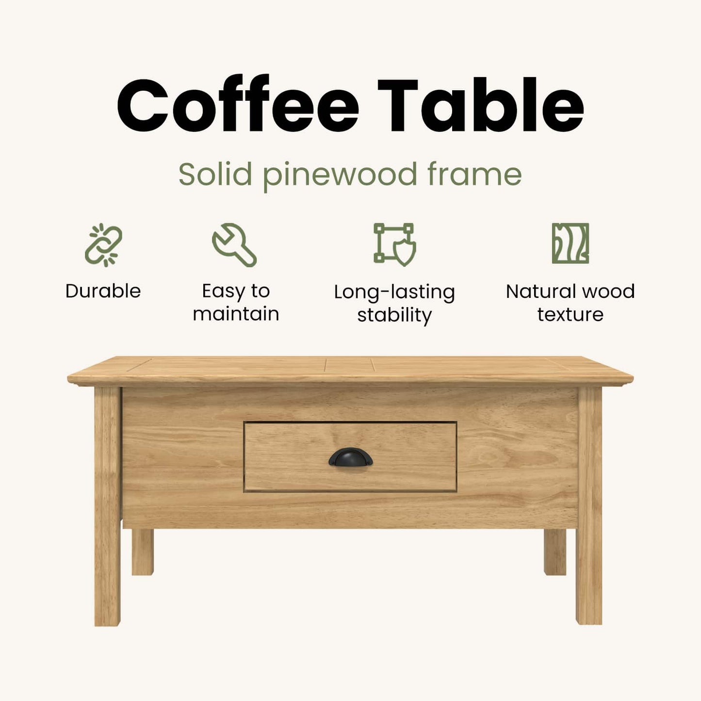 Coffee Table with Drawer BODO Honey Brown 100 x 55 x 45.8 cm