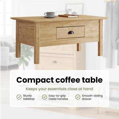 Coffee Table with Drawer BODO Honey Brown 100 x 55 x 45.8 cm