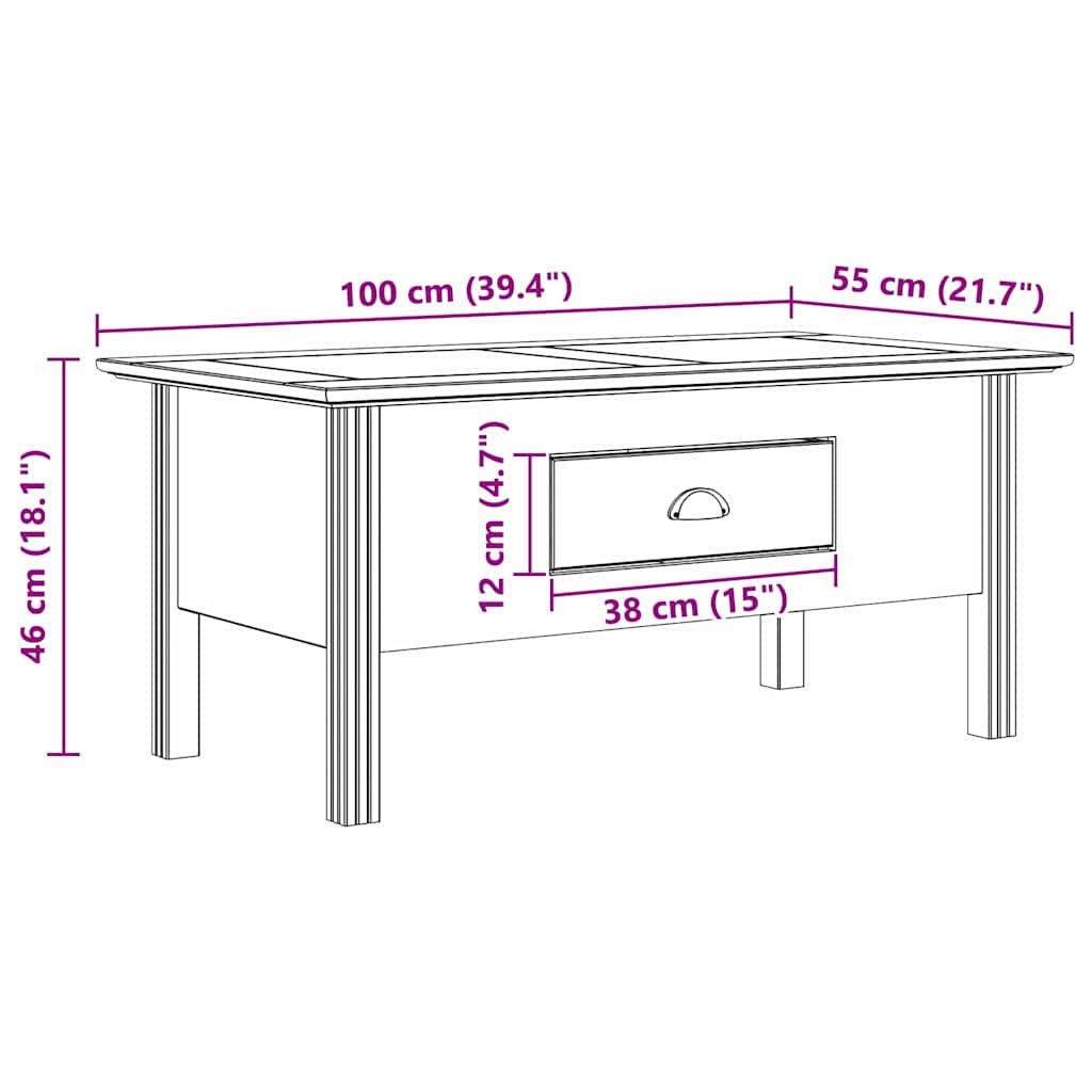 Coffee Table with Drawer BODO Honey Brown 100 x 55 x 45.8 cm
