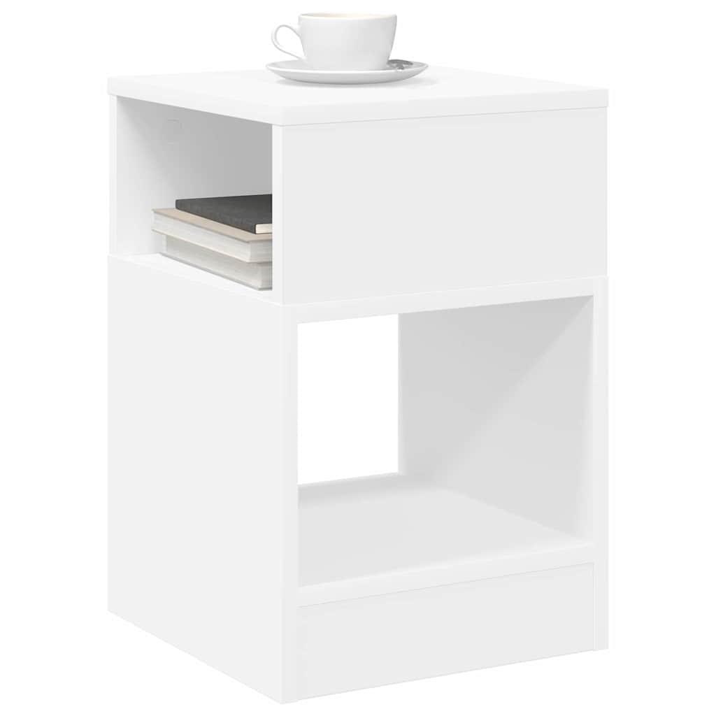 End Table White 30.5 x 30 x 45 cm Engineered Wood