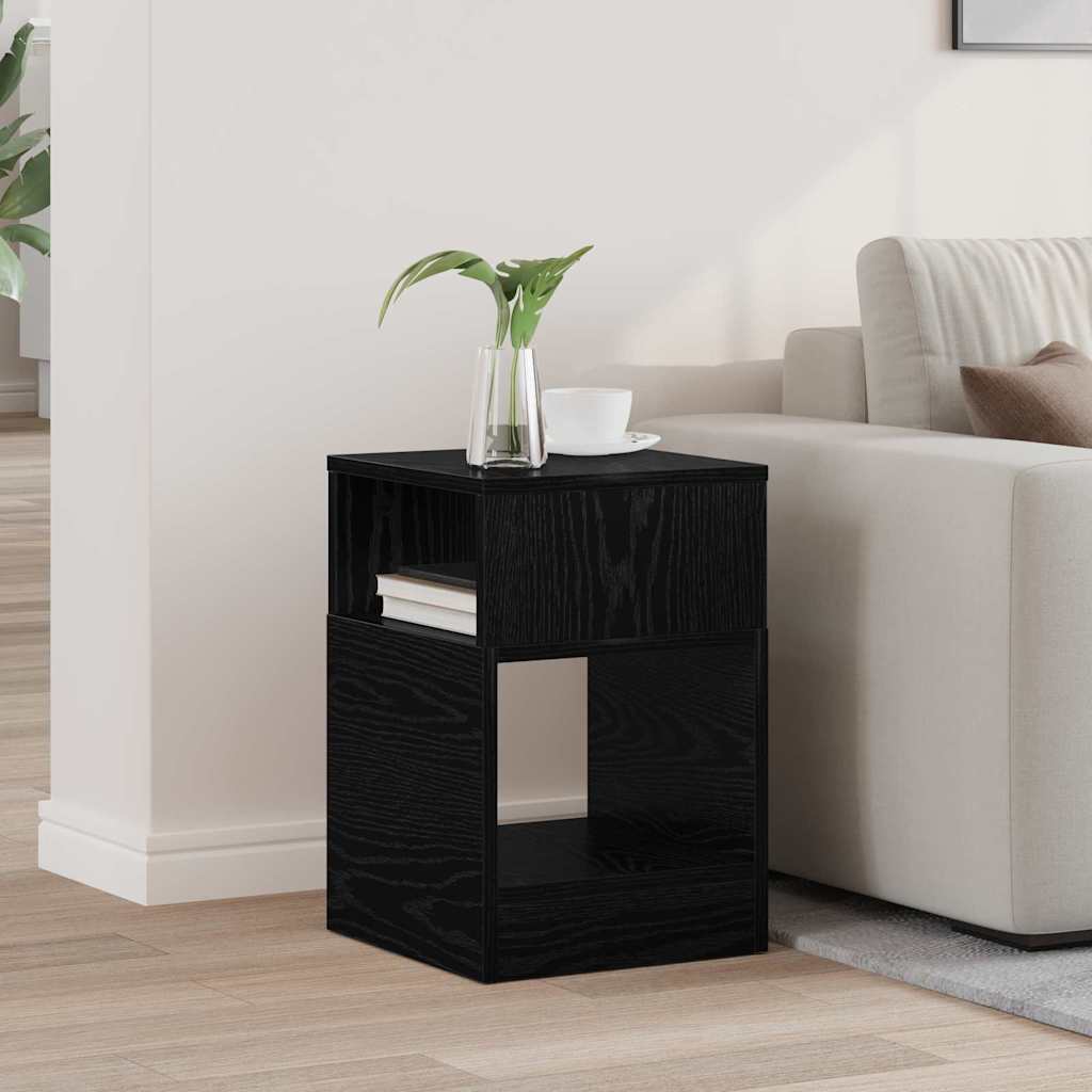 End Table Black Oak 30.5 x 30 x 45 cm Engineered Wood