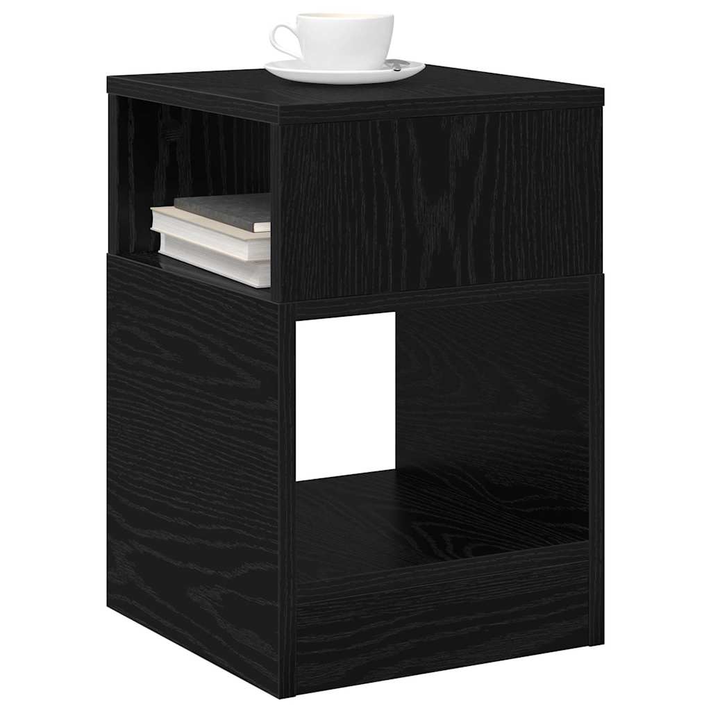 End Table Black Oak 30.5 x 30 x 45 cm Engineered Wood