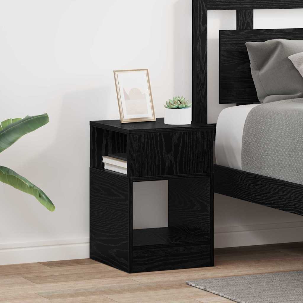 End Table 2 pcs Black Oak 30.5 x 30 x 45 cm Engineered Wood