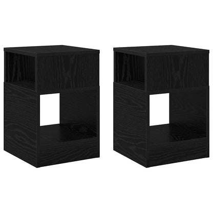End Table 2 pcs Black Oak 30.5 x 30 x 45 cm Engineered Wood