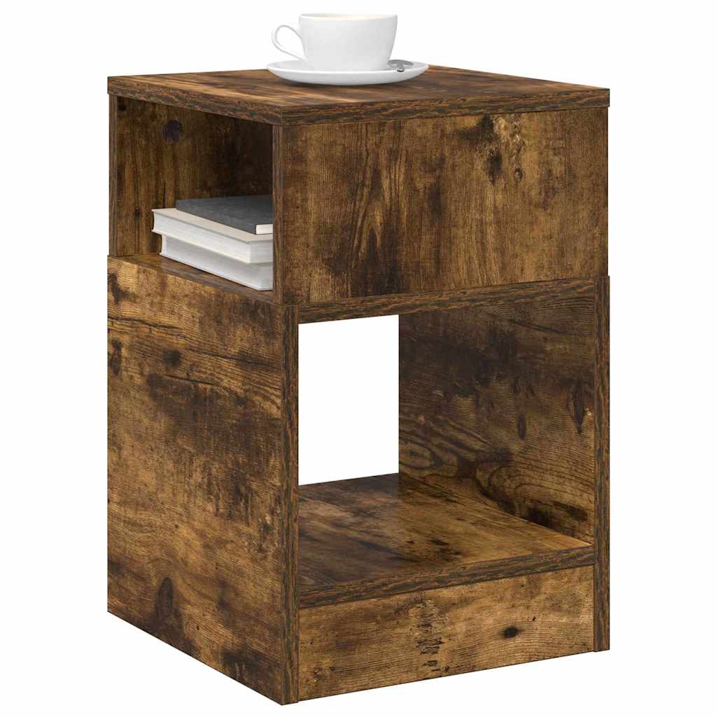 End Table Smoked Oak 30.5 x 30 x 45 cm Engineered Wood