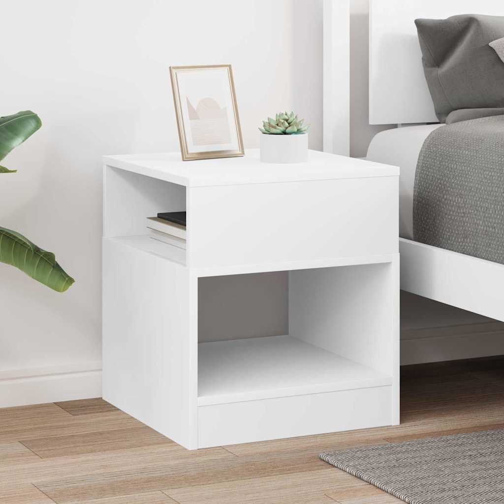 End Table White 40.5 x 40 x 45 cm Engineered Wood