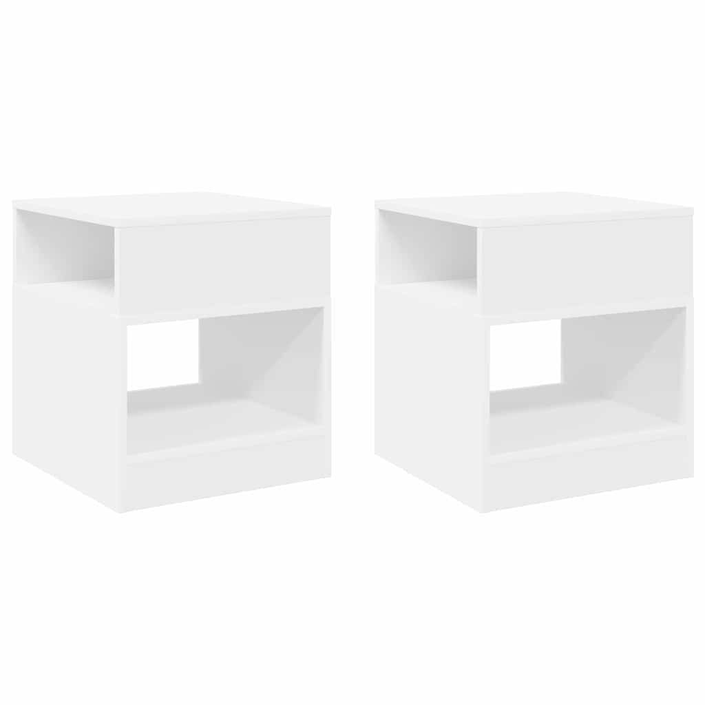 End Table 2 pcs White 40.5 x 40 x 45 cm Engineered Wood