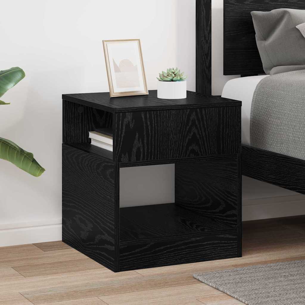 End Table Black Oak 40.5 x 40 x 45 cm Engineered Wood