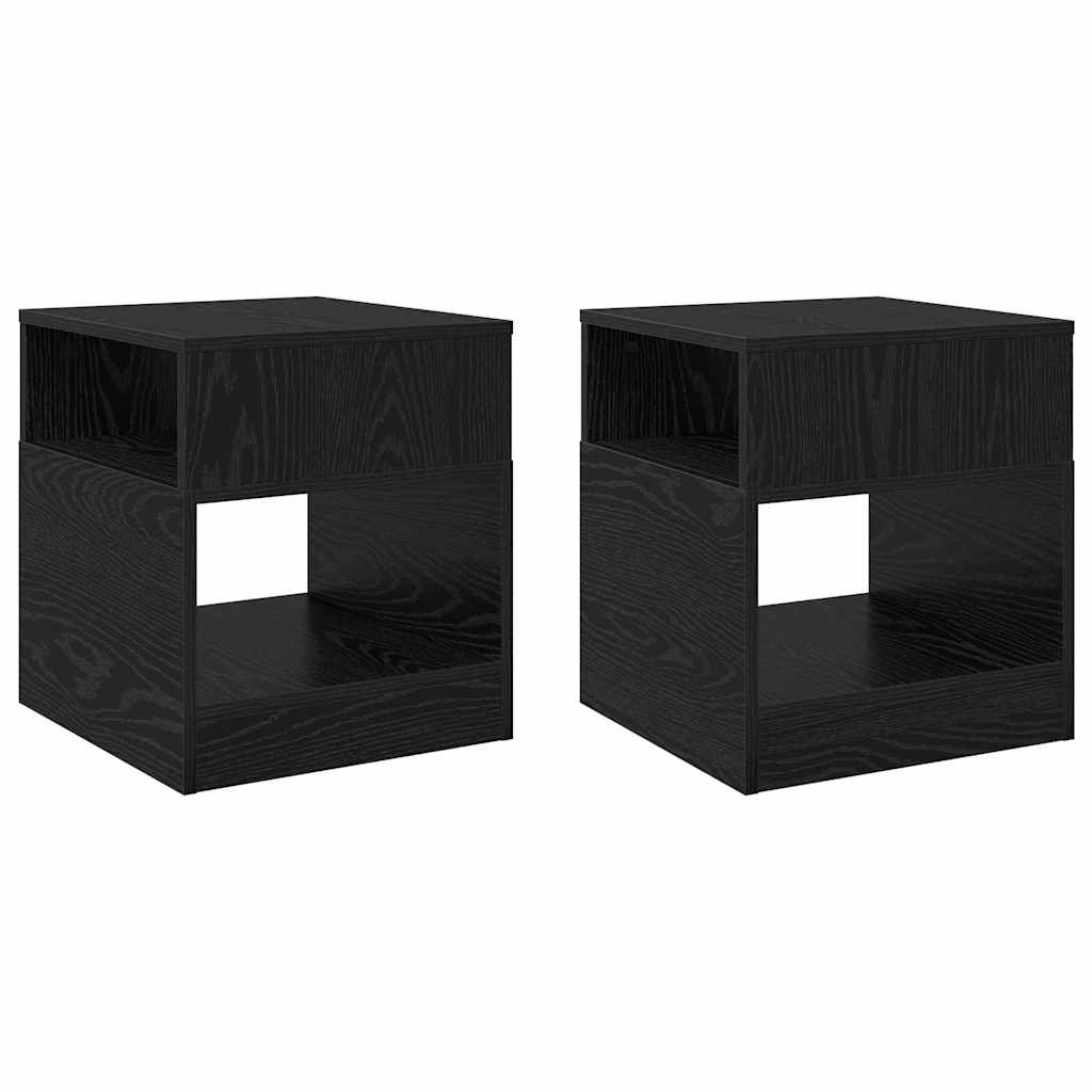 End Table 2 pcs Black Oak 40.5 x 40 x 45 cm Engineered Wood