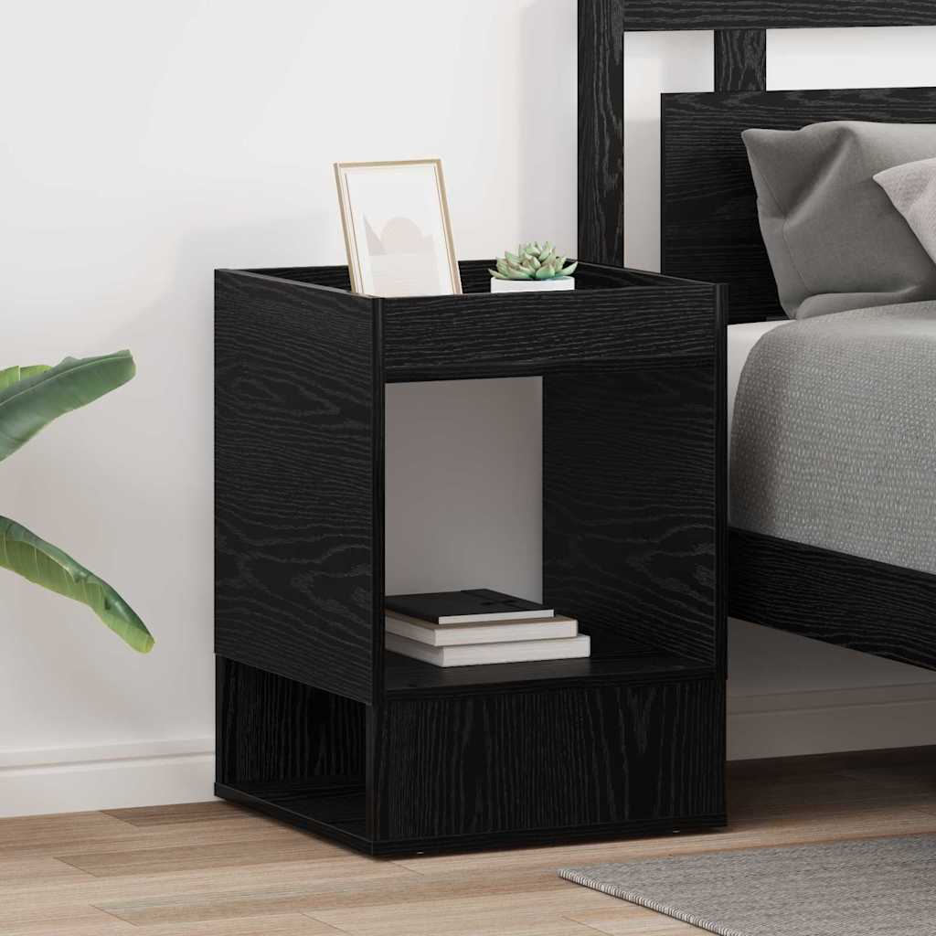 End Table 2 pcs Black Oak 40 x 40 x 56 cm Engineered Wood