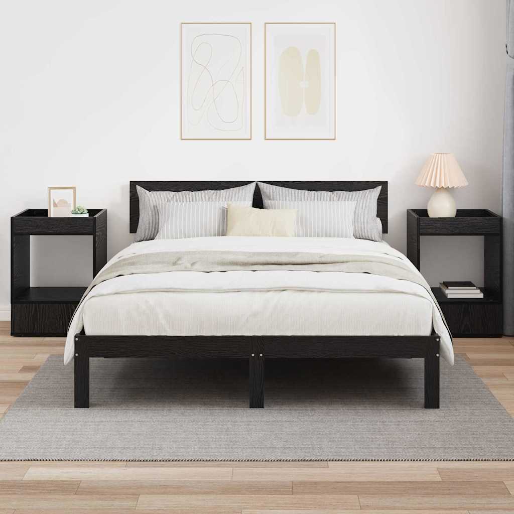 End Table 2 pcs Black Oak 40 x 40 x 56 cm Engineered Wood