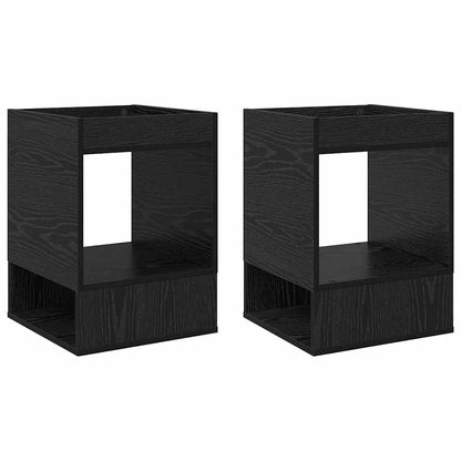 End Table 2 pcs Black Oak 40 x 40 x 56 cm Engineered Wood