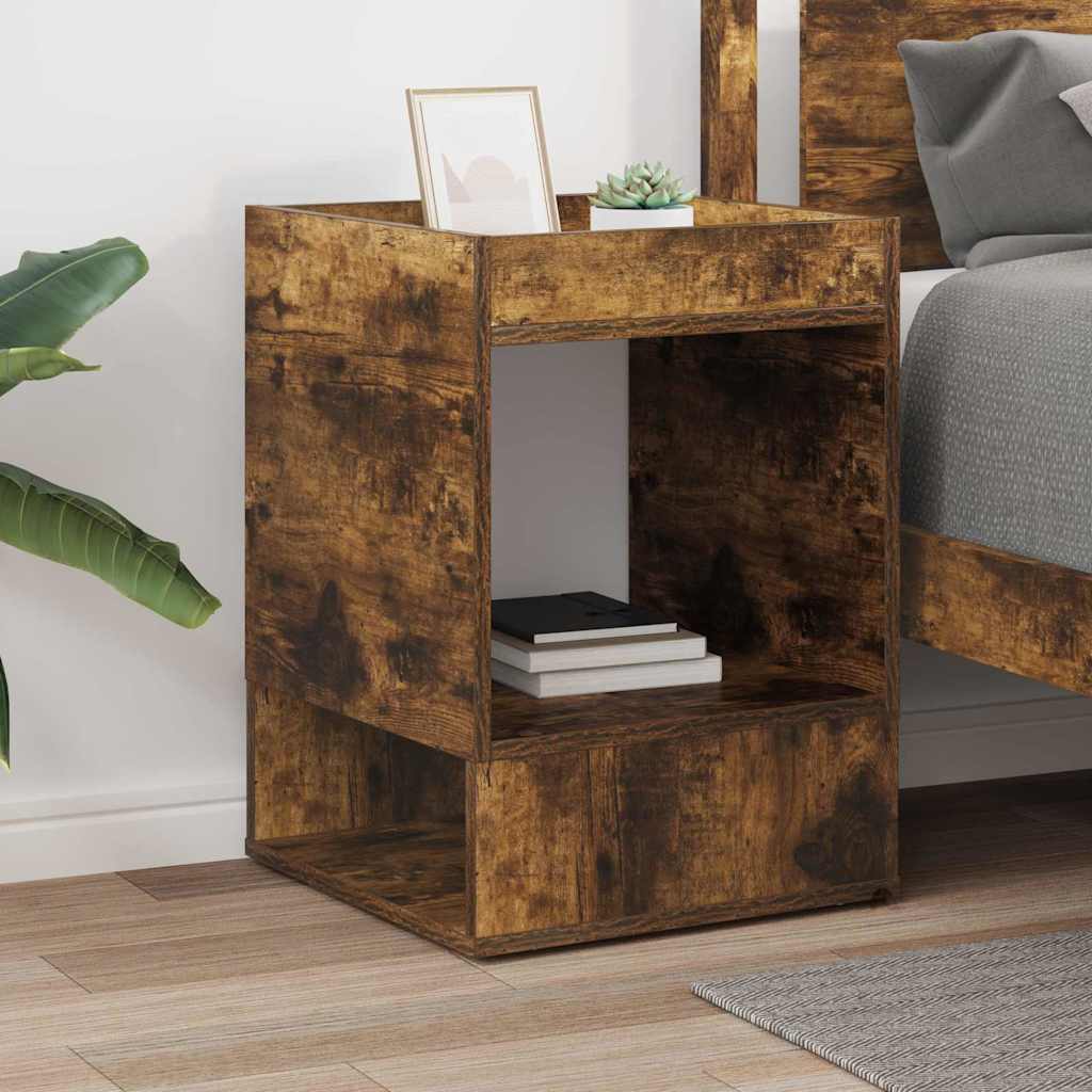 End Table Smoked Oak 40 x 40 x 56 cm Engineered Wood