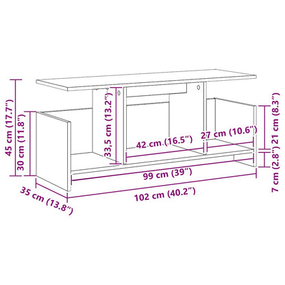 TV Stand Sonoma Oak 102 x 35 x 45 cm Engineered Wood