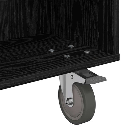 Side Table with Wheels Black Oak 90 x 50 x 30 cm